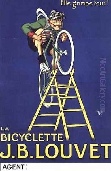 Itll climb anything advertisement for the JB Louvet bicycle Oil Painting by Michel, called Mich Liebeaux