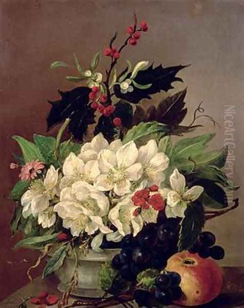 Christmas Roses Oil Painting by Willem van Leen