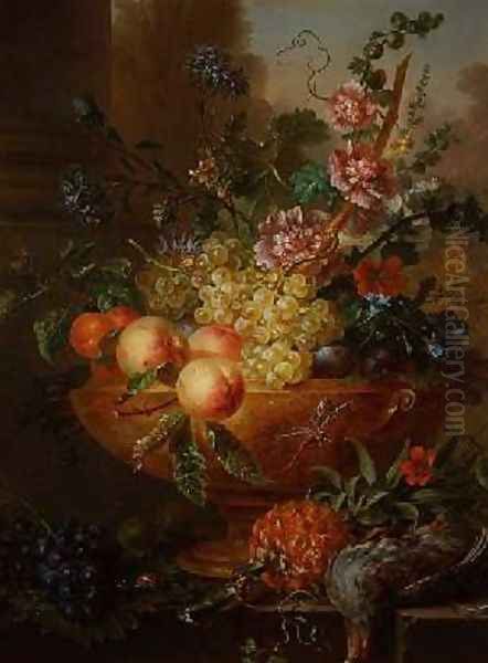 Still Life of Fruits and Flowers Oil Painting by Willem van Leen