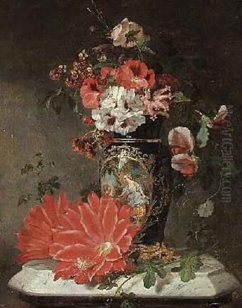 Flowers Still Life Oil Painting by Willem van Leen