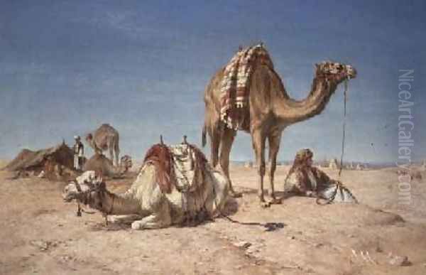 The halt in the desert 1867 Oil Painting by William Snr Luker