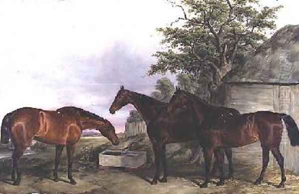 Hunters in a Landscape 1854 Oil Painting by William Snr Luker