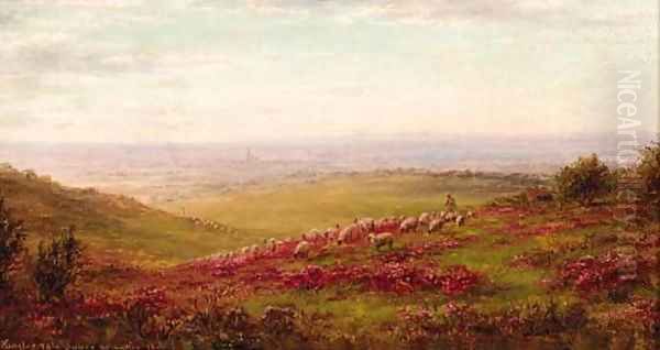 Kingley Vale looking towards Chichester, West Sussex Oil Painting by William Snr Luker