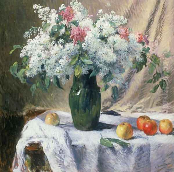 Vase of flowers Oil Painting by Henri Lerolle