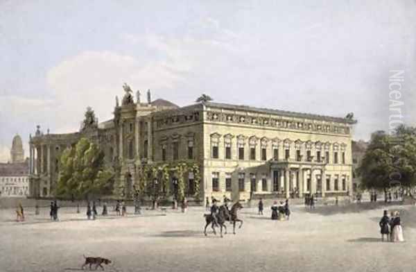 The Palace of the Prince of Prussia on Unter den Linden and Bebelplatz Oil Painting by Ludwig Edward Luetke