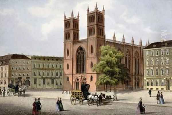 The Friedrich-Werder Church on Werderstrasse Oil Painting by Ludwig Edward Luetke