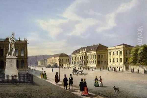 Unter den Linden view towards Prinzessinenpalais Oil Painting by Ludwig Edward Luetke