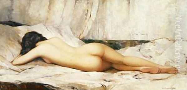 Female nude Oil Painting by Leon Launay