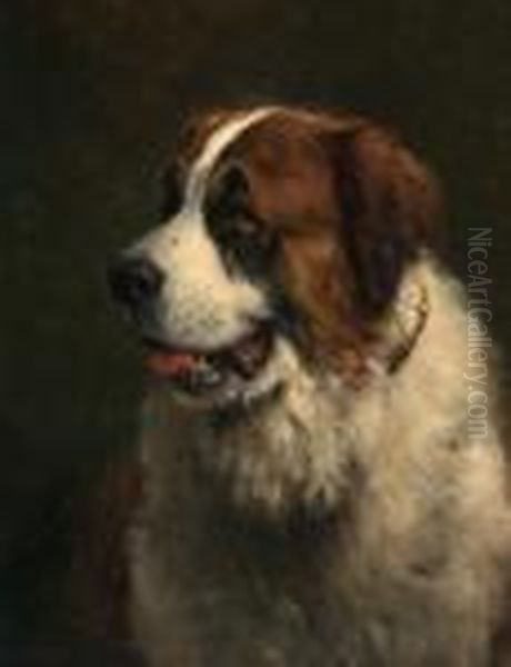 St. Bernhardshond Oil Painting by Otto Eerelman