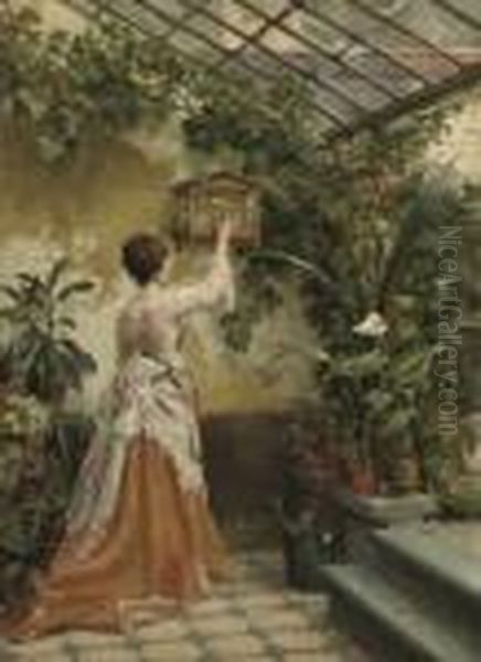 In The Greenhouse Oil Painting by Otto Eerelman