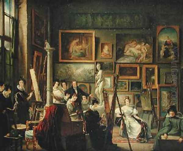 The Artists Studio Oil Painting by Amelie Legrand de Saint-Aubin