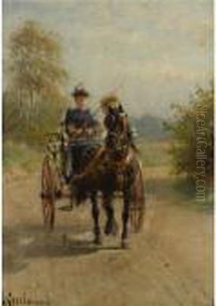 A Riding Tour On A Sunny Day Oil Painting by Otto Eerelman