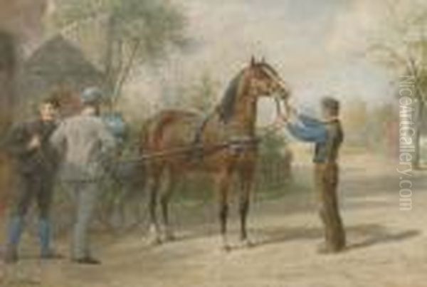 Preparing For A Carriage Ride Oil Painting by Otto Eerelman