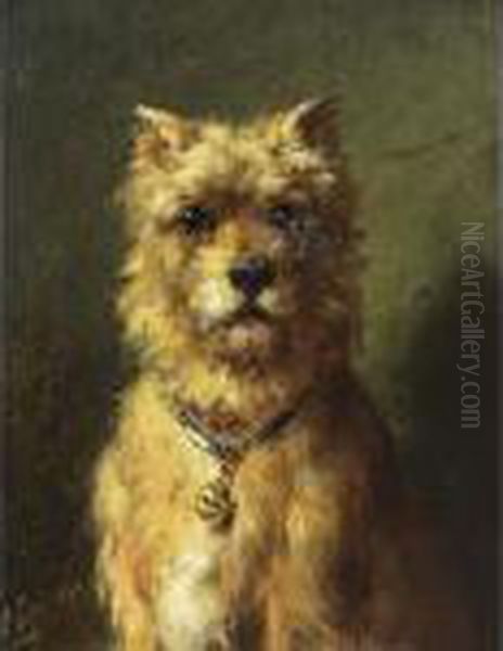 A Watchful Dog Oil Painting by Otto Eerelman