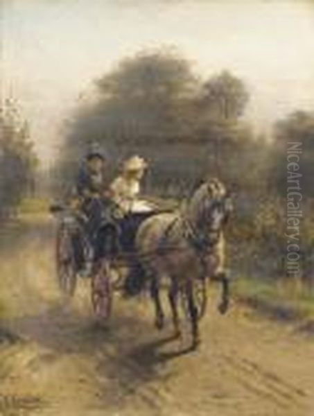 A Ridingtour On A Sunny Afternoon Oil Painting by Otto Eerelman