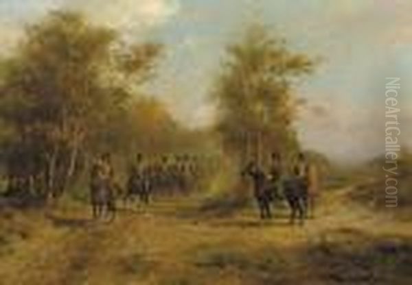 A Parade For The Commander In 
Chief Of The Royal Netherlands Horseartillery During A Field Exercise Oil Painting by Otto Eerelman