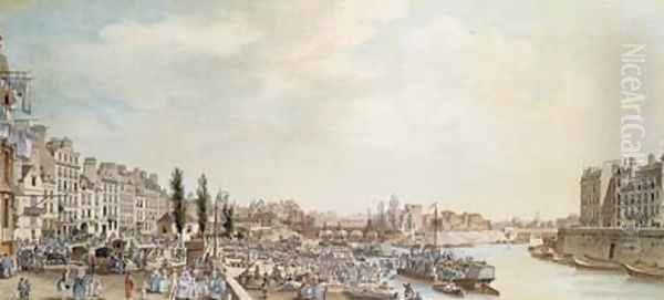 View of the Port Saint-Paul Paris Oil Painting by Louis-Nicolas de Lespinasse