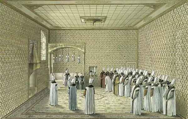 The Presentation of an Ambassador to the Sultan in the Throne Room at Topkapi Palace, Constantinople. Oil Painting by Louis-Nicolas de Lespinasse