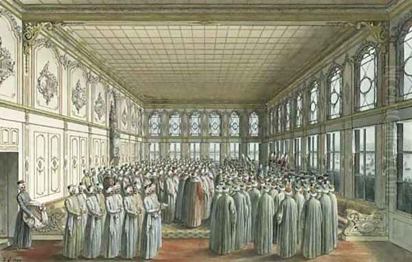 The Reception of an Ambassador by the Grand Vizier at Topkapi Palace, Constantinople. Oil Painting by Louis-Nicolas de Lespinasse