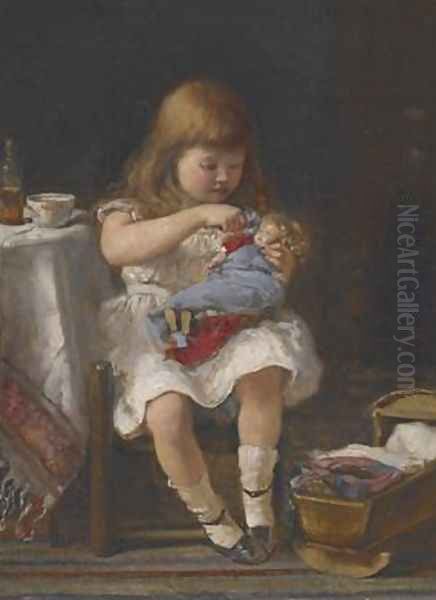 An Anxious Mother Oil Painting by Percival de Luce