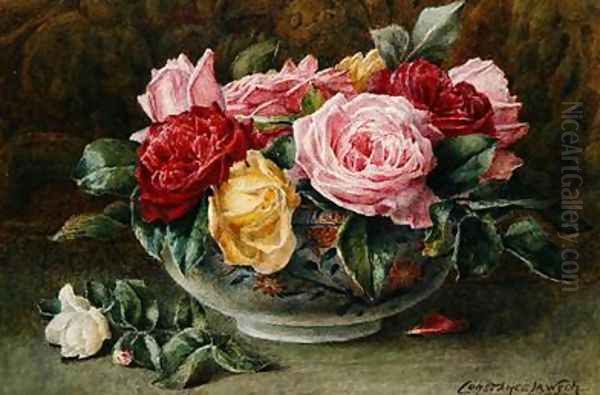 A Bowl of Roses Oil Painting by Constance Lawson