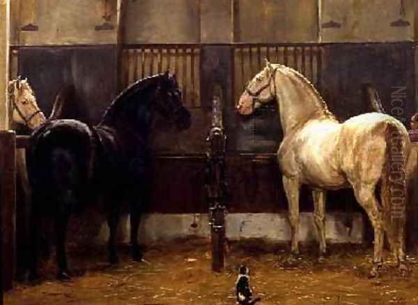 Creams and Blacks at Buckingham Palace Mews Oil Painting by Jean Edouard Lacretelle