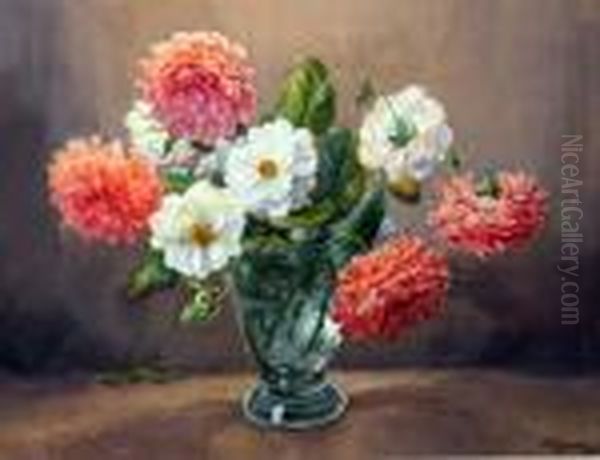 Flowers In A Vase Oil Painting by Wycliffe Egginton