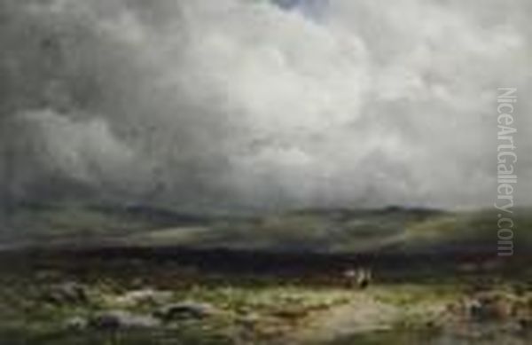 Moorland Scene With Figures Oil Painting by Wycliffe Egginton