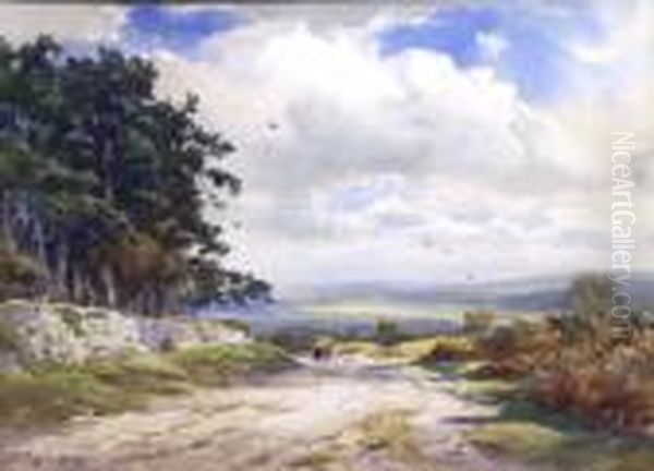 Country Road With Couple Walking Oil Painting by Wycliffe Egginton