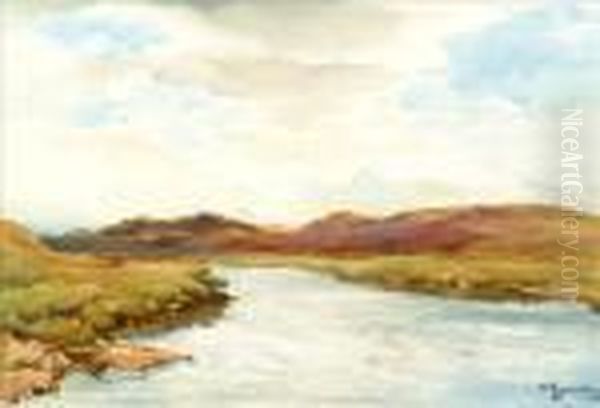 River Halladale,scotland Oil Painting by Wycliffe Egginton