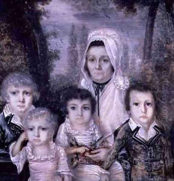 Wife of Charles Collot and Four of her Children Oil Painting by Lafrance