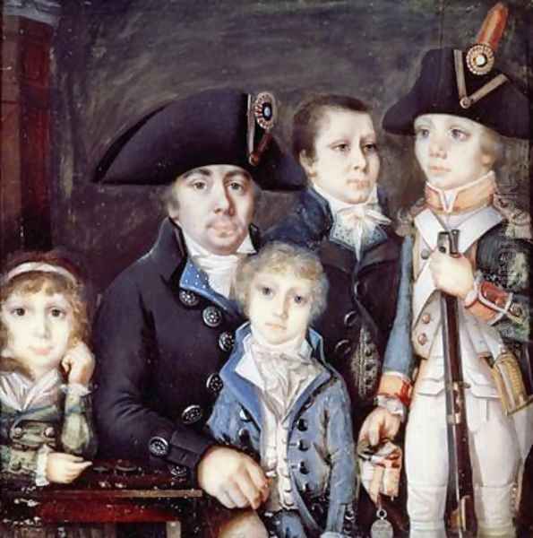 Charles Collot Judge of Peace and Four of his Children Oil Painting by Lafrance