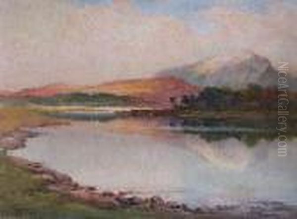 Sunset Over A Loch Oil Painting by Wycliffe Egginton