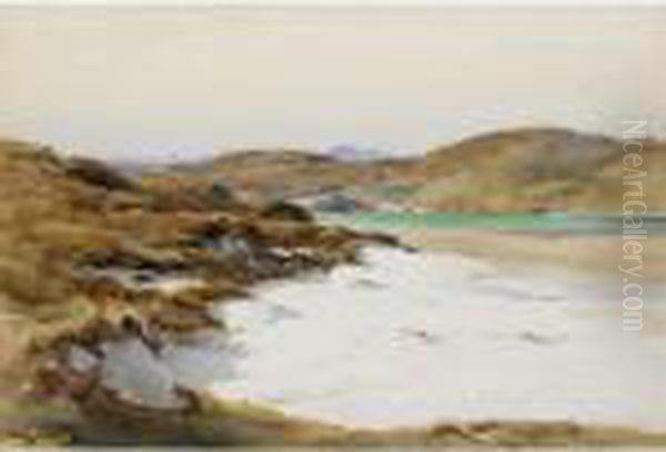 A Beach View Oil Painting by Wycliffe Egginton