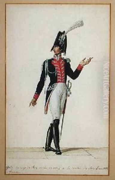 Officer of the Garde du Corps of King Louis XVIII 1755-1824 Oil Painting by Pierre Antoine Lesueur