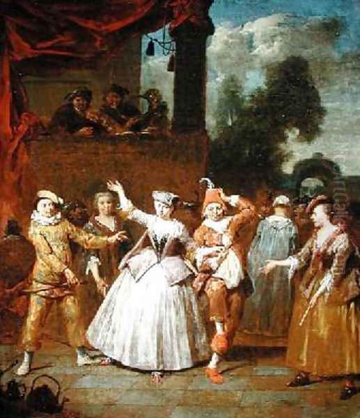 Actors from the Commedia dellArte Oil Painting by Jan Baptist Lambrechts