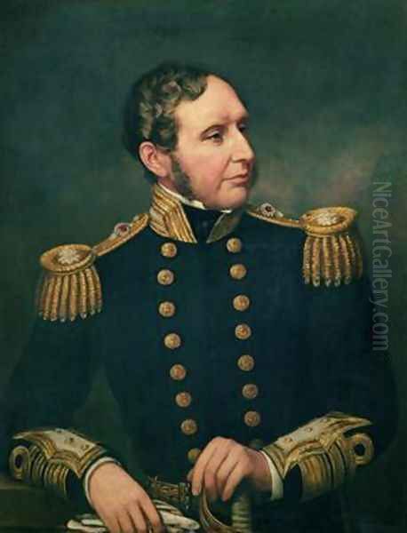 Vice Admiral Robert Fitzroy 1805-65 Admiral Fitzroy led the expedition to South America 1834-36 with Charles Darwin Oil Painting by Samuel Lane