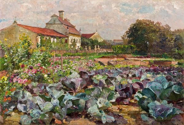 Bauerngarten (wohl In Der Wachau) Oil Painting by Marie Egner