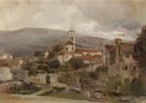 View Of The Madonna Church In Lusinn-grande Oil Painting by Marie Egner