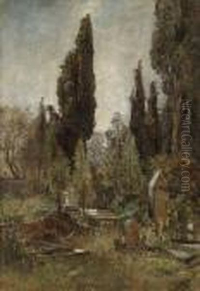 Old Cemetery Oil Painting by Marie Egner