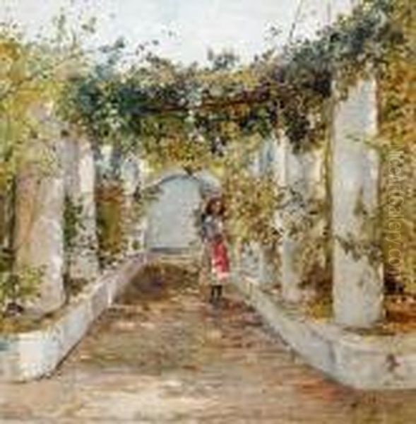 Madchen In Pergola In Capri Oil Painting by Marie Egner