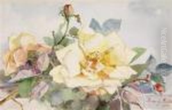 Tea Rose Oil Painting by Marie Egner