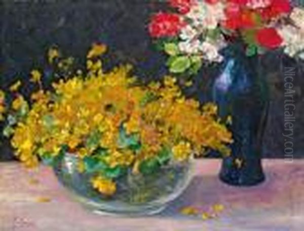 Stillleben Mit Dotterblumen Oil Painting by Marie Egner