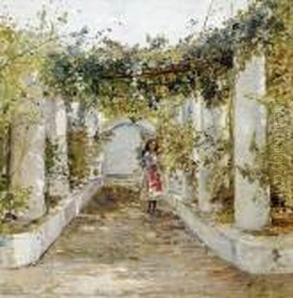 Madchen In Einer Pergola In Capri Oil Painting by Marie Egner