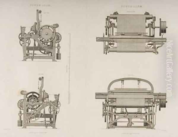 Four Views of the Power Loom 1830 Oil Painting by Joseph Wilson Lowry