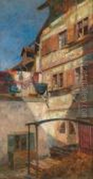 Cortile Interno A Meersburg Oil Painting by Marie Egner