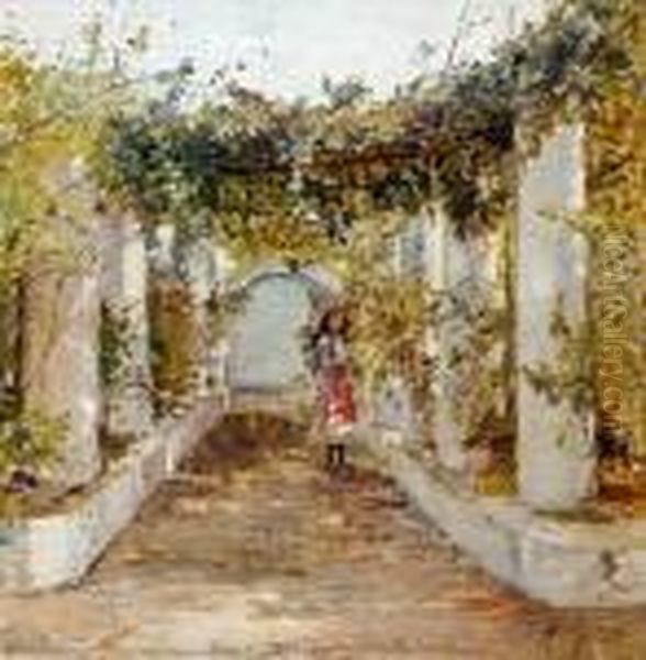 Pergola Mit Madchen Oil Painting by Marie Egner