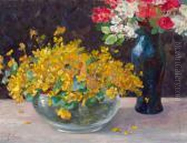 Natura Morta Con Calte Palustre Oil Painting by Marie Egner