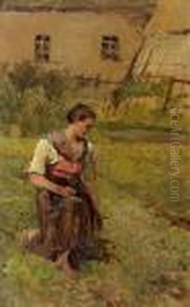 Die Junge Gartnerin Oil Painting by Marie Egner