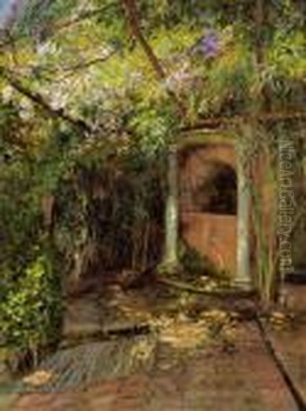 Pergola In Alassio Oil Painting by Marie Egner